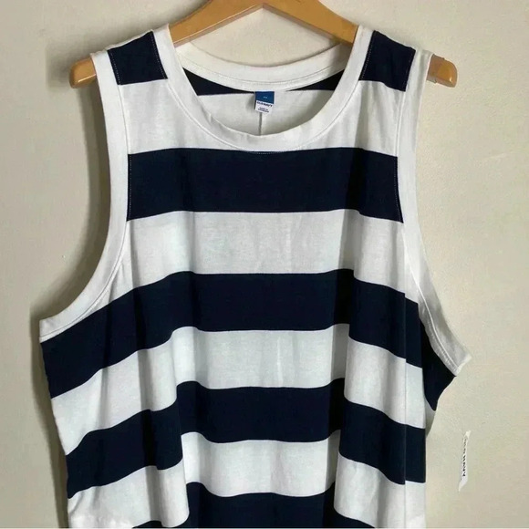 Old Navy Women's 3X NWT Navy and White Striped Cotton Dress with Pockets - Picture 10 of 10